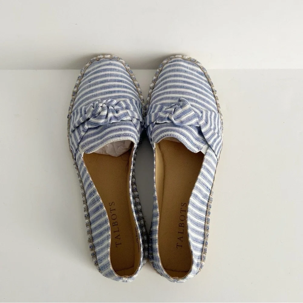 Talbots Izzy Stripe Knotted Linen Espadrille Shoes